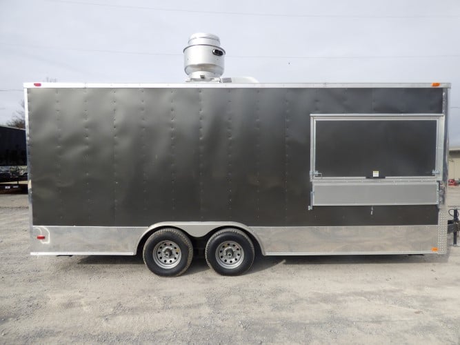 8.5' x 20' Concession Food Trailer Charcoal Grey Event Catering