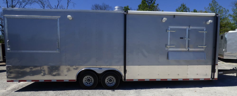 8.5' x 27' Concession Trailer Silver Frost Food Event Catering