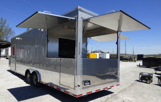 8.5' x 27' Concession Trailer Silver Frost Food Event Catering