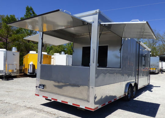 8.5' x 27' Concession Trailer Silver Frost Food Event Catering