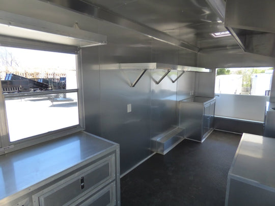 8.5' x 27' Concession Trailer Silver Frost Food Event Catering