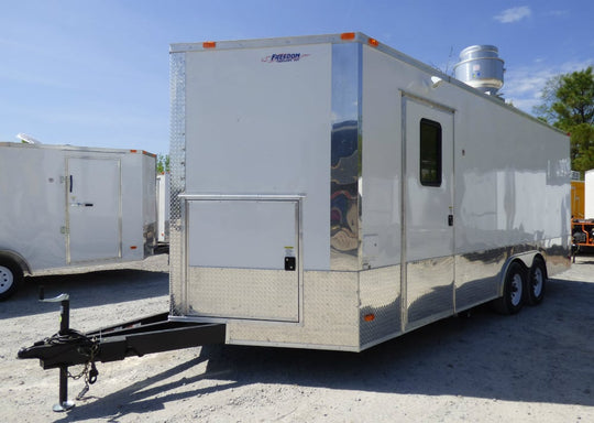 8.5' x 20' Concession Food Trailer White With Appliances