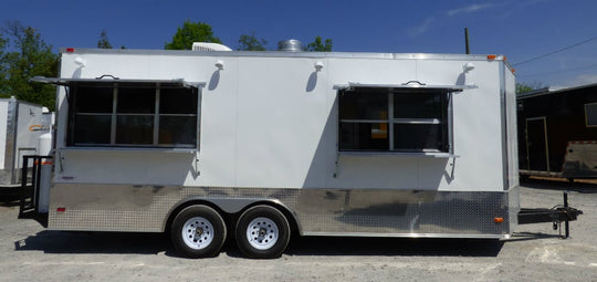 8.5' x 20' Concession Food Trailer White With Appliances