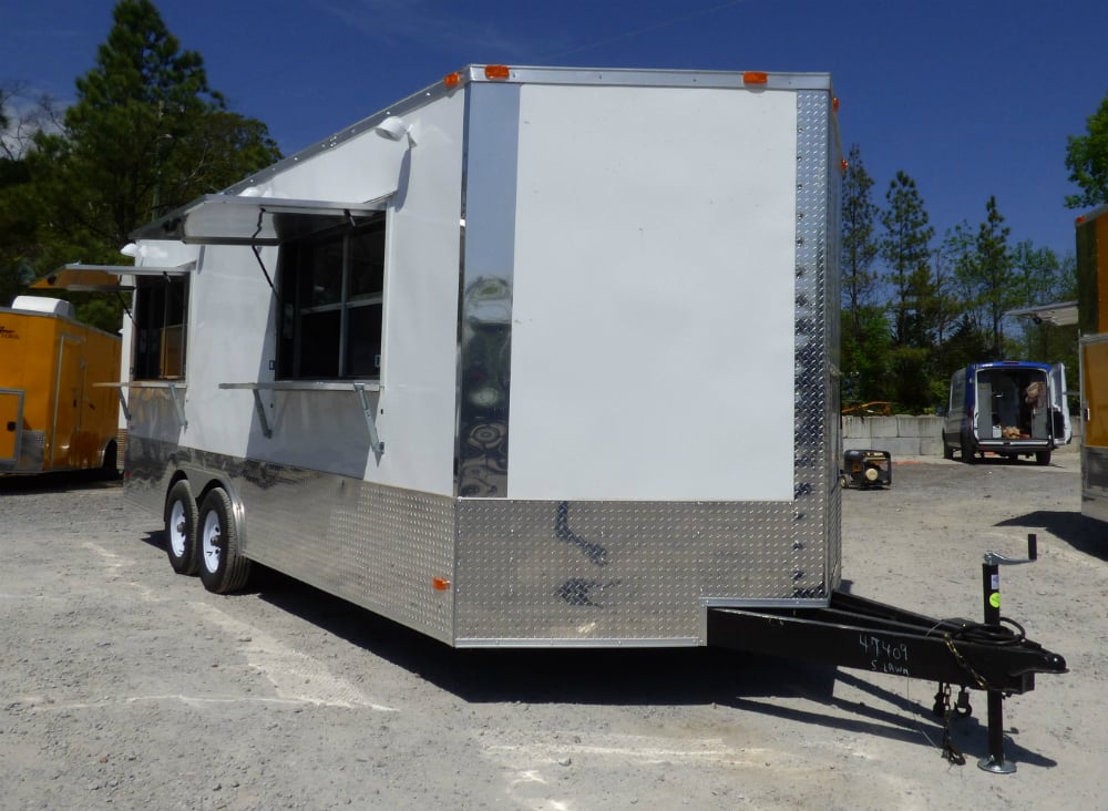 8.5' x 20' Concession Food Trailer White With Appliances