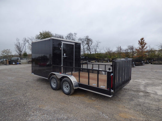 Enclosed Utility Hybrid Trailer 7'x18' with Side Ramp - Lawn Mower Equipment Hauler Storage - SLE Equipment - 14