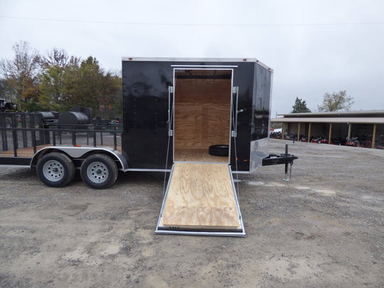 Enclosed Utility Hybrid Trailer 7'x18' with Side Ramp - Lawn Mower Equipment Hauler Storage - SLE Equipment - 19