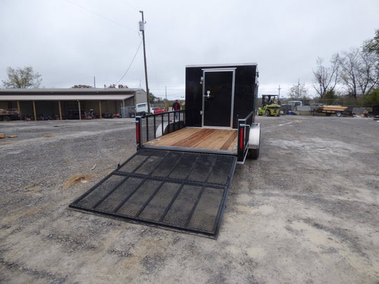 Enclosed Utility Hybrid Trailer 7'x18' with Side Ramp - Lawn Mower Equipment Hauler Storage - SLE Equipment - 18