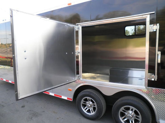 Enclosed Trailer 8.5'x28' Black Front Side