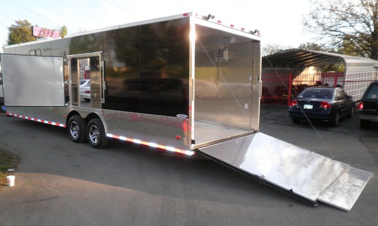 Enclosed Trailer 8.5'x28' Black Front Side