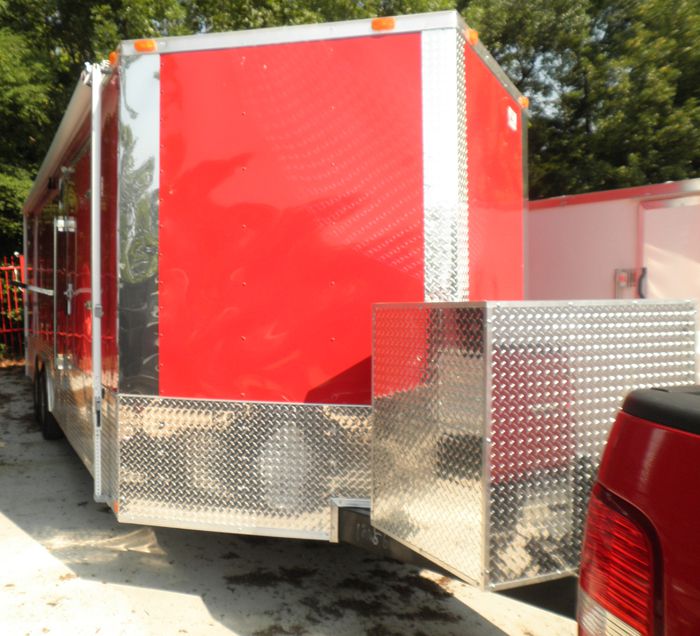 Enclosed Trailer 8.5'x26' Red - Lawn Equipment Car Motorcycle Hauler V-Nose