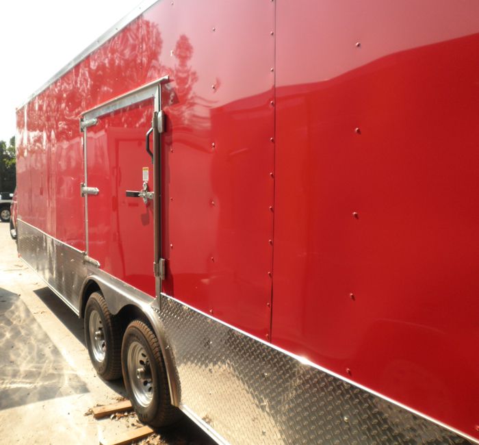 Enclosed Trailer 8.5'x26' Red - Lawn Equipment Car Motorcycle Hauler V-Nose