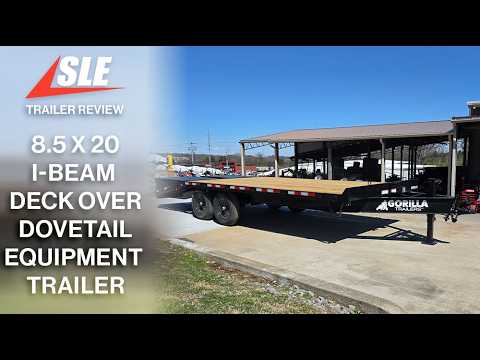 8.5x20 I Beam Deck over Dovetail Equipment Trailer 2-7k Axles with King Kong Ramps video 