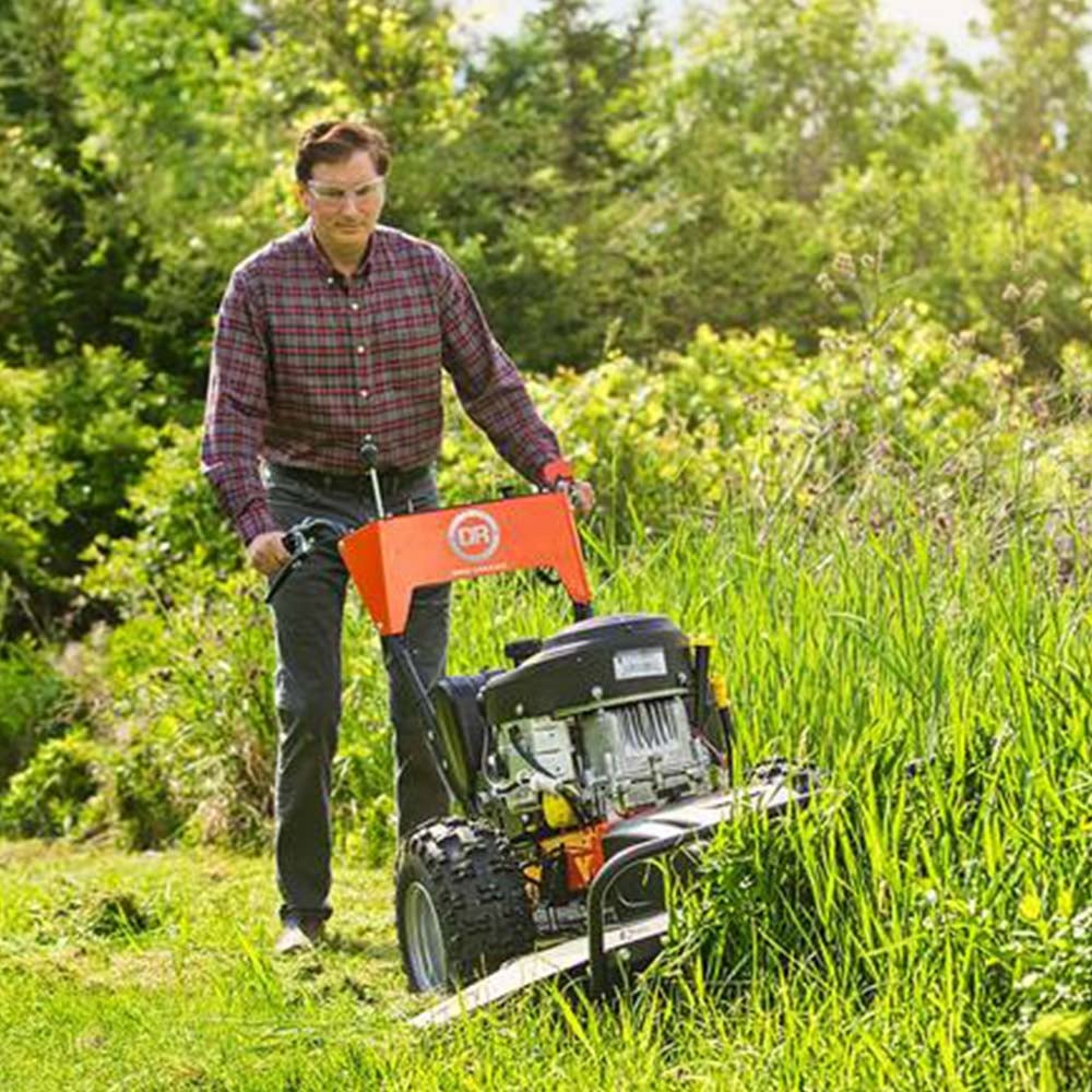 DR Power AT47134BEN Pro Max 34 Inch 20 HP Briggs Field and Brush Mower Walk Behind Front Right View