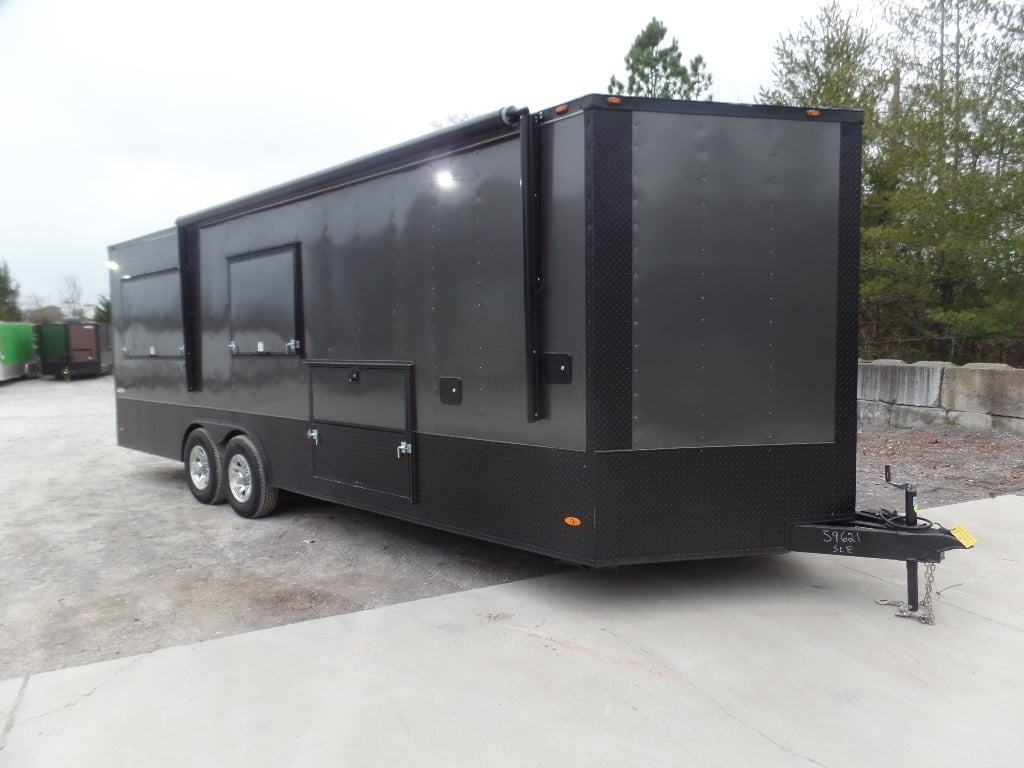 8.5' x 24' Black Catering Event Concession Food Trailer