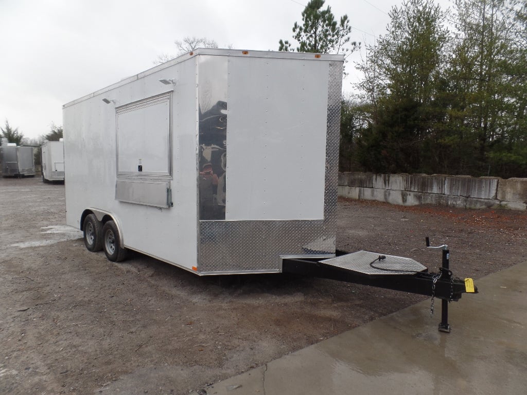 8.5' x 16' White Concession Food Trailer With Appliances