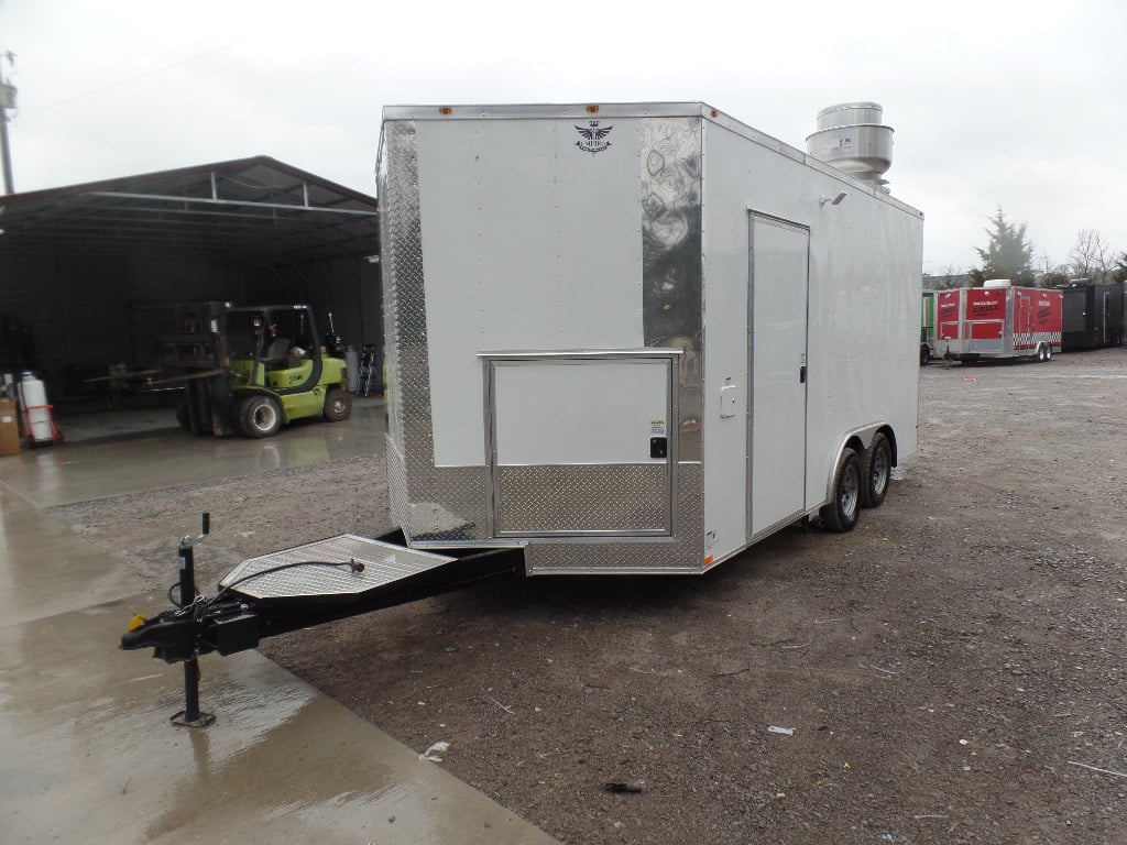 8.5' x 16' White Concession Food Trailer With Appliances