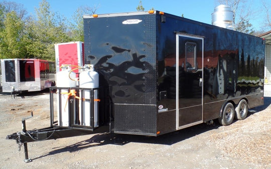 8.5' x 18' Concession Food Trailer Black Event Catering