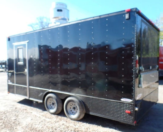 8.5' x 18' Concession Food Trailer Black Event Catering