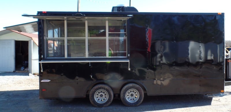 8.5' x 18' Concession Food Trailer Black With Appliances