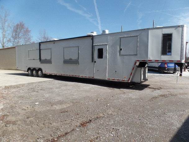 8.5' x 50' White Goose-neck Porch Style Concession Food Trailer With Appliances