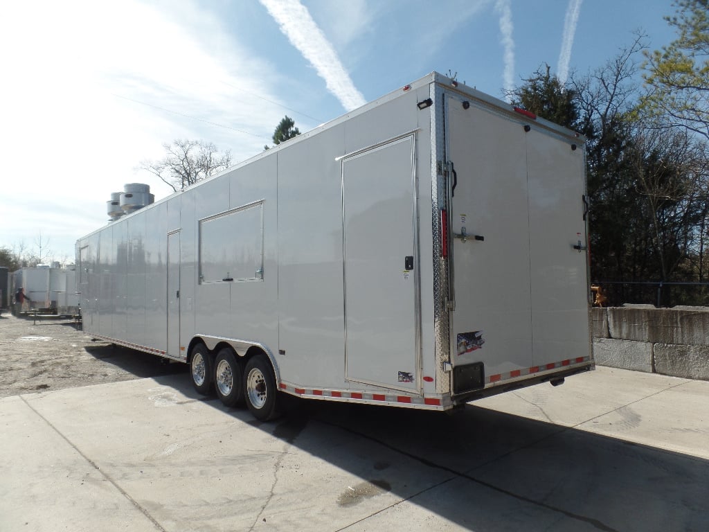 8.5' x 50' White Goose-neck Porch Style Concession Food Trailer