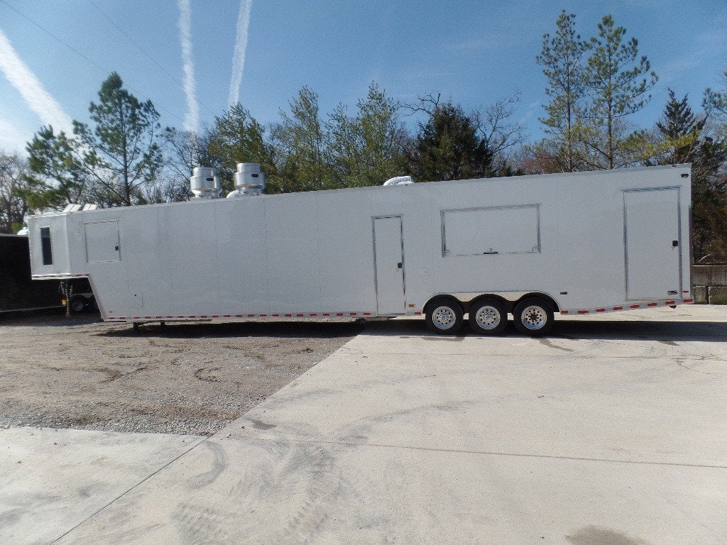 8.5' x 50' White Goose-neck Porch Style Concession Food Trailer With Appliances