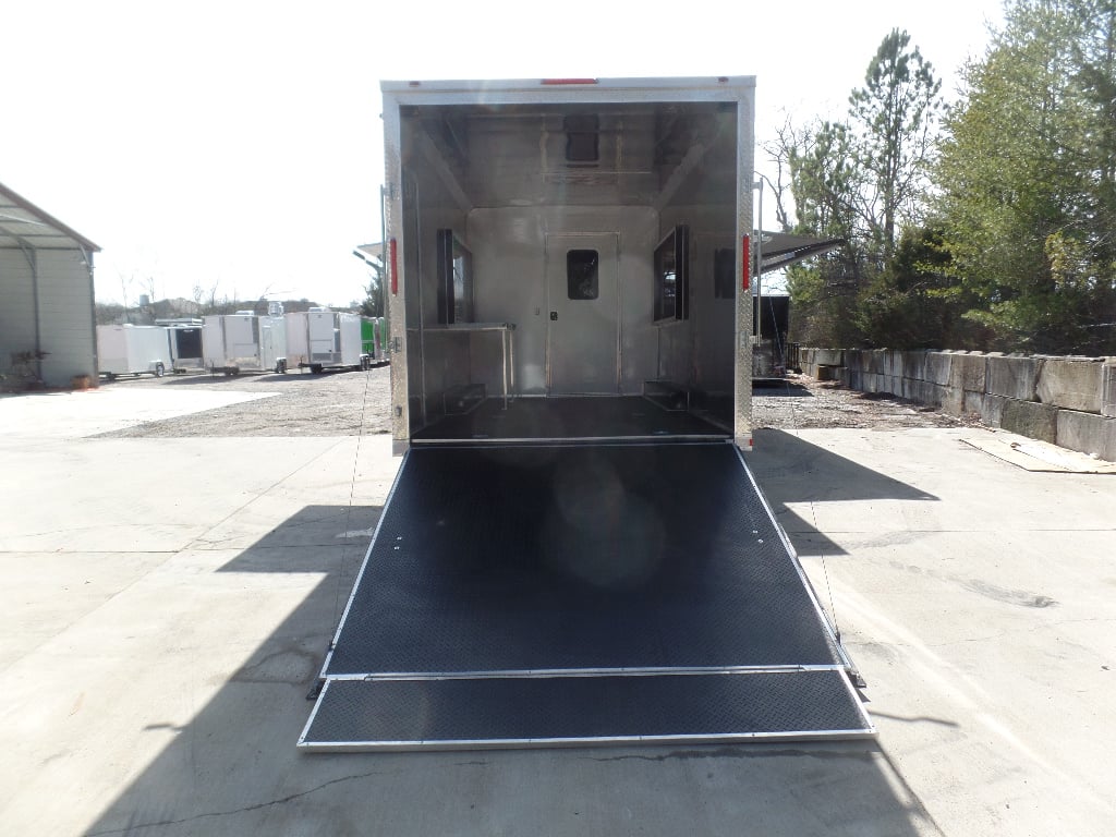 8.5' x 50' White Goose-neck Porch Style Concession Food Trailer