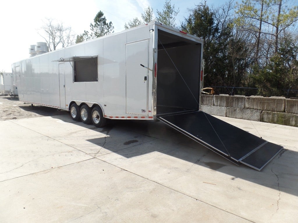 8.5' x 50' White Goose-neck Porch Style Concession Food Trailer With Appliances