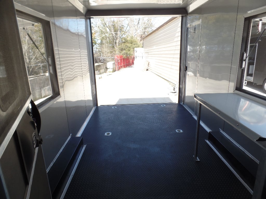 8.5' x 50' White Goose-neck Porch Style Concession Food Trailer