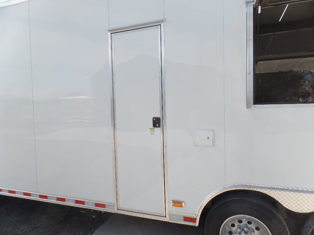 8.5' x 50' White Goose-neck Porch Style Concession Food Trailer