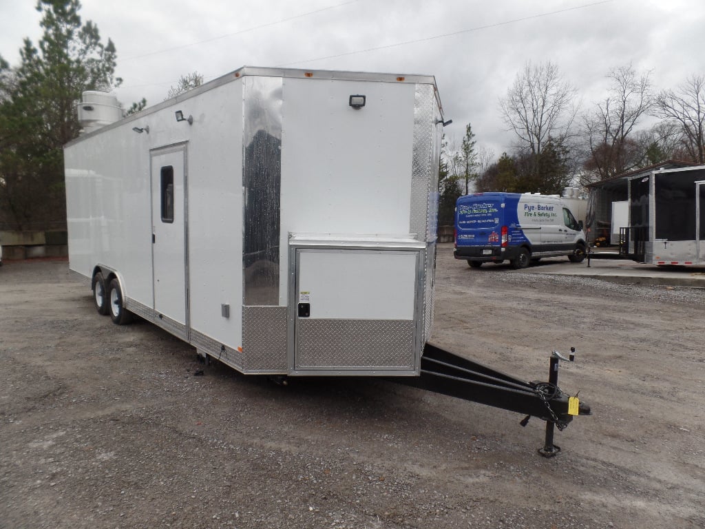 8.5' x 24' White V-Nose Concession Food Trailer