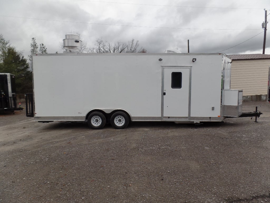 8.5' x 24' White V-Nose Concession Food Trailer