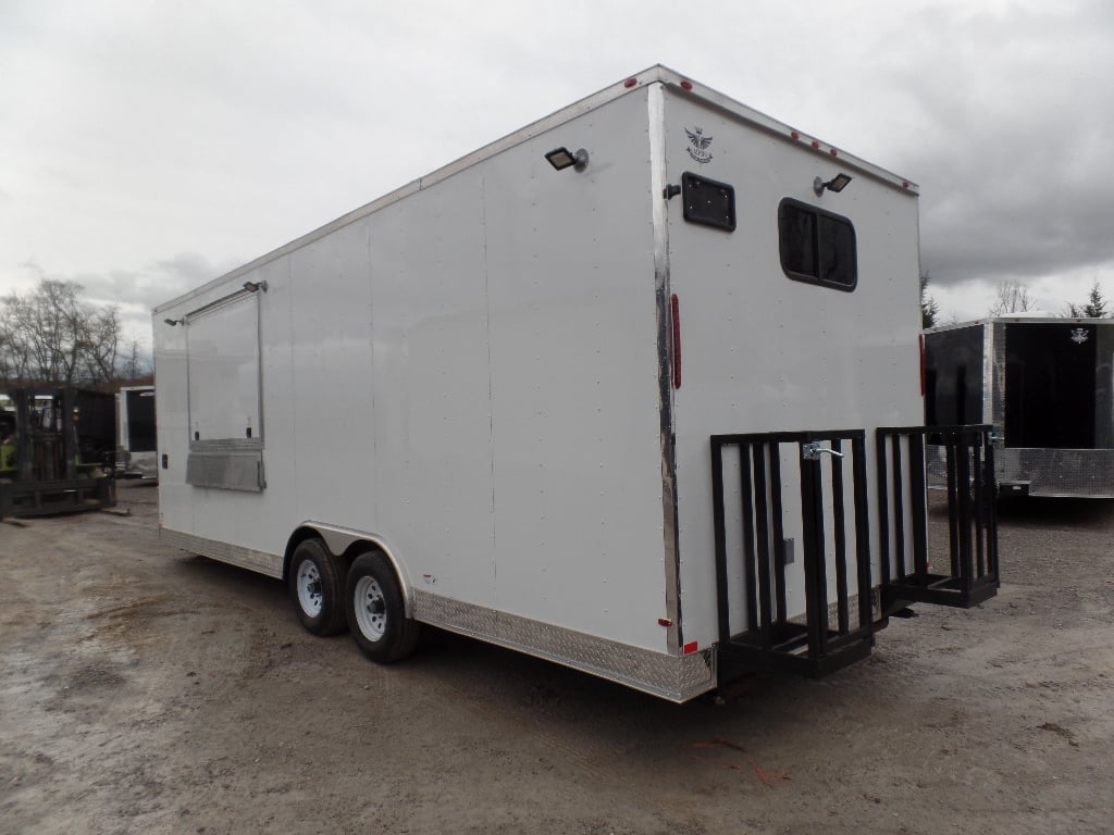 8.5' x 24' White V-Nose Concession Food Trailer