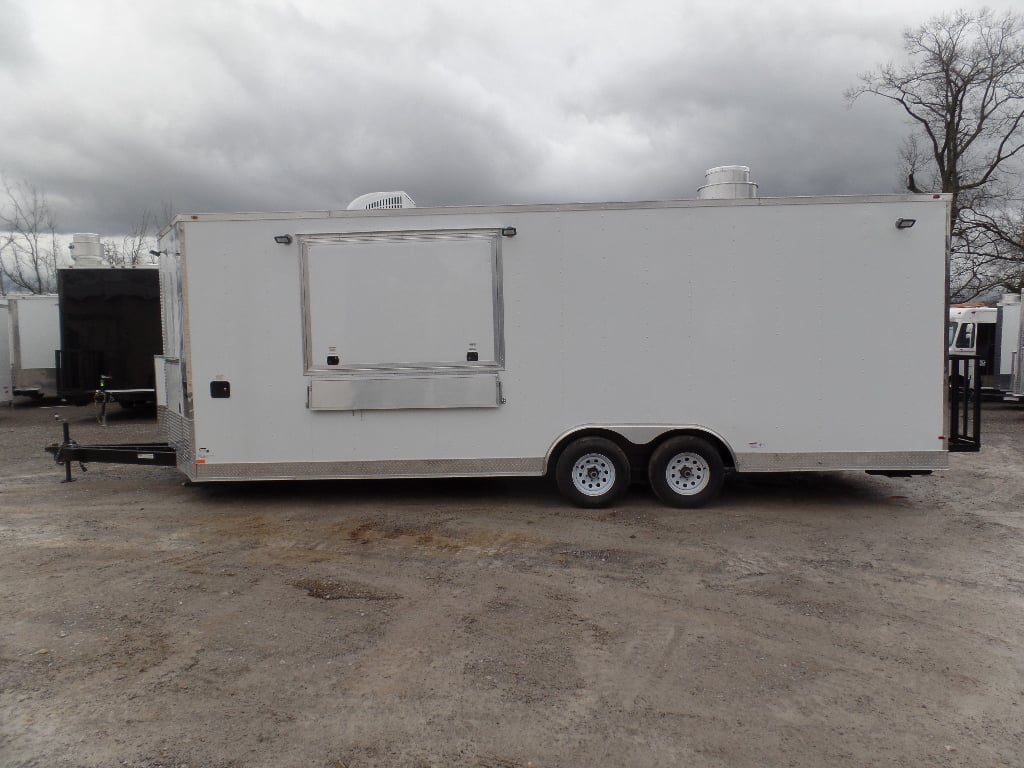 8.5' x 24' White V-Nose Concession Food Trailer