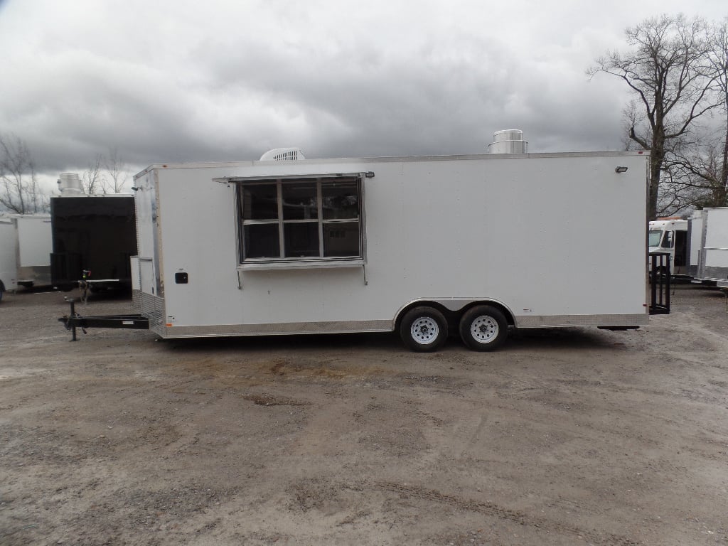 8.5' x 24' White V-Nose Concession Food Trailer