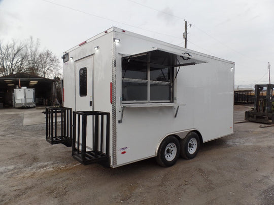 8.5' x 16' White Concession Food Event Trailer