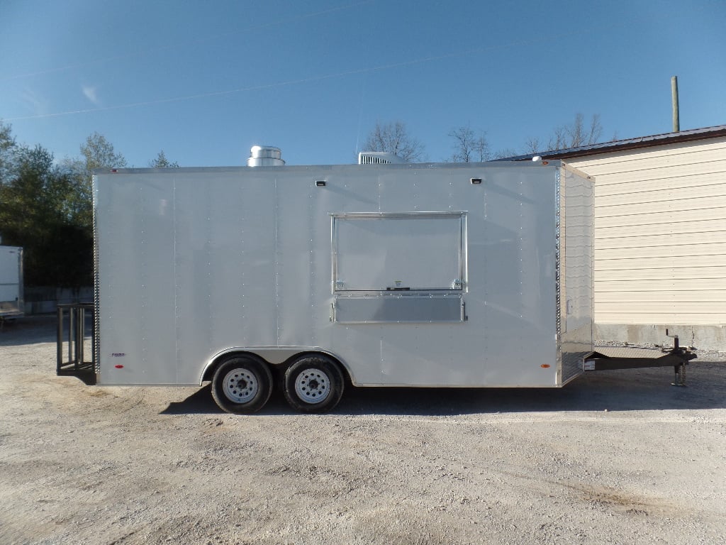 8.5' x 18' White Custom Concession Food Trailer