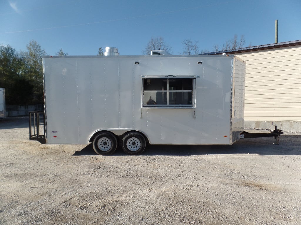 8.5' x 18' White Custom Concession Food Trailer