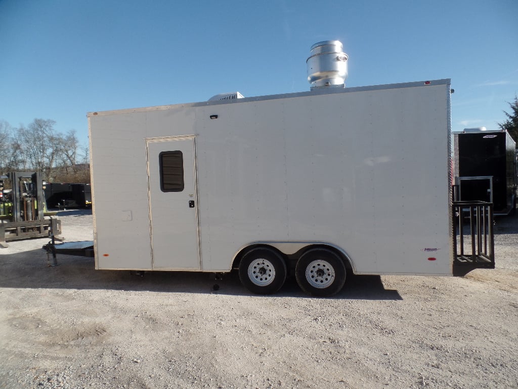 8.5' x 18' White Custom Concession Food Trailer