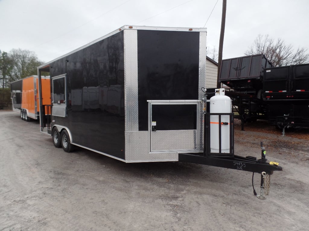 8.5' x 20' Black Porch Style Concession Food Trailer