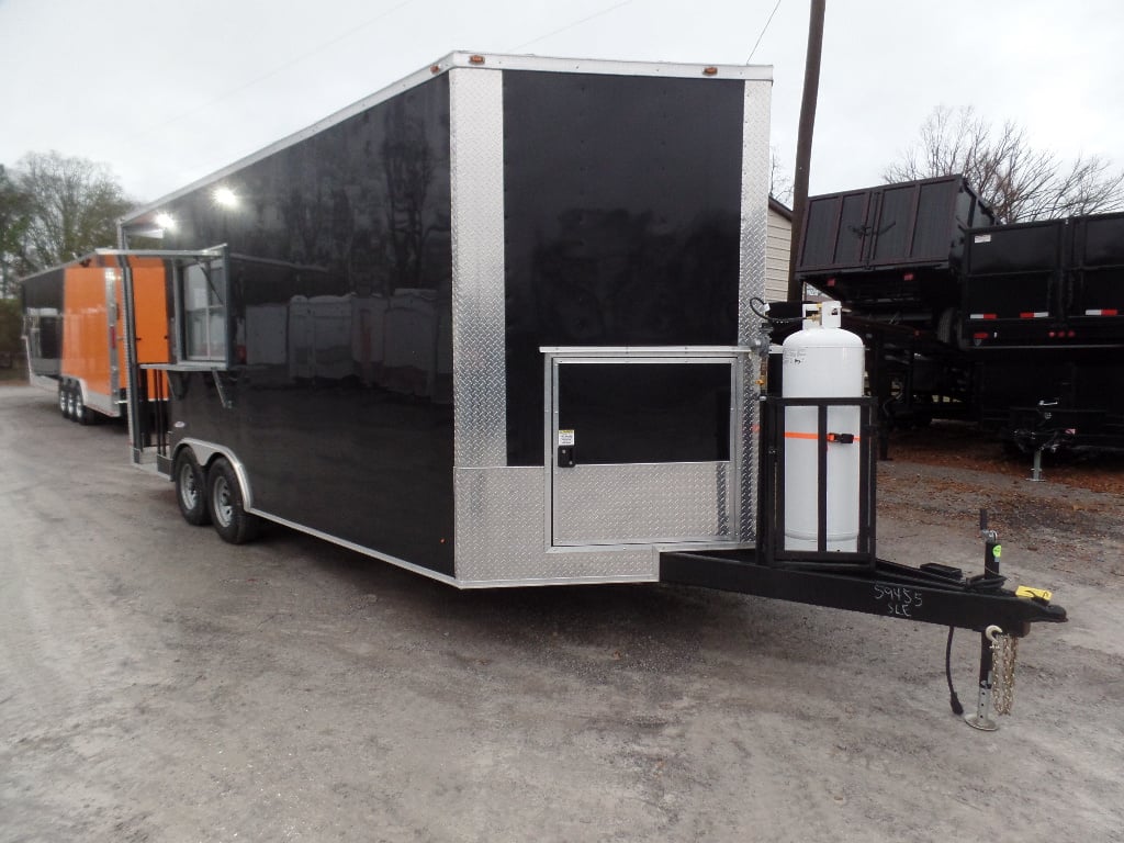 8.5' x 20' Black Porch Style Concession Food Trailer