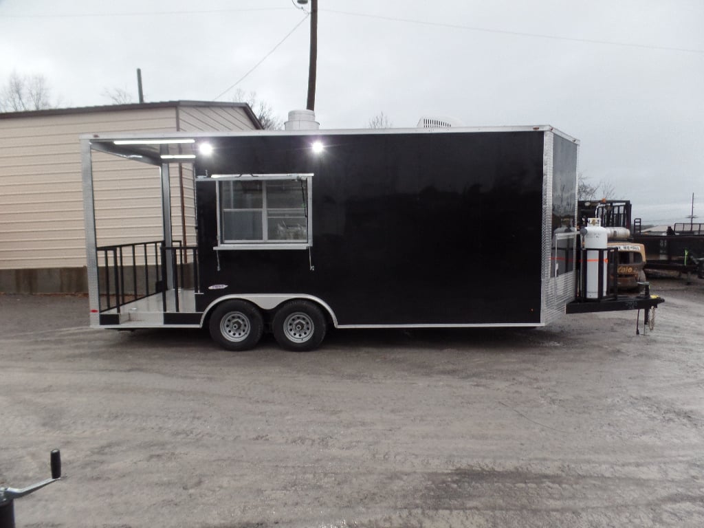 8.5' x 20' Black Porch Style Concession Food Trailer