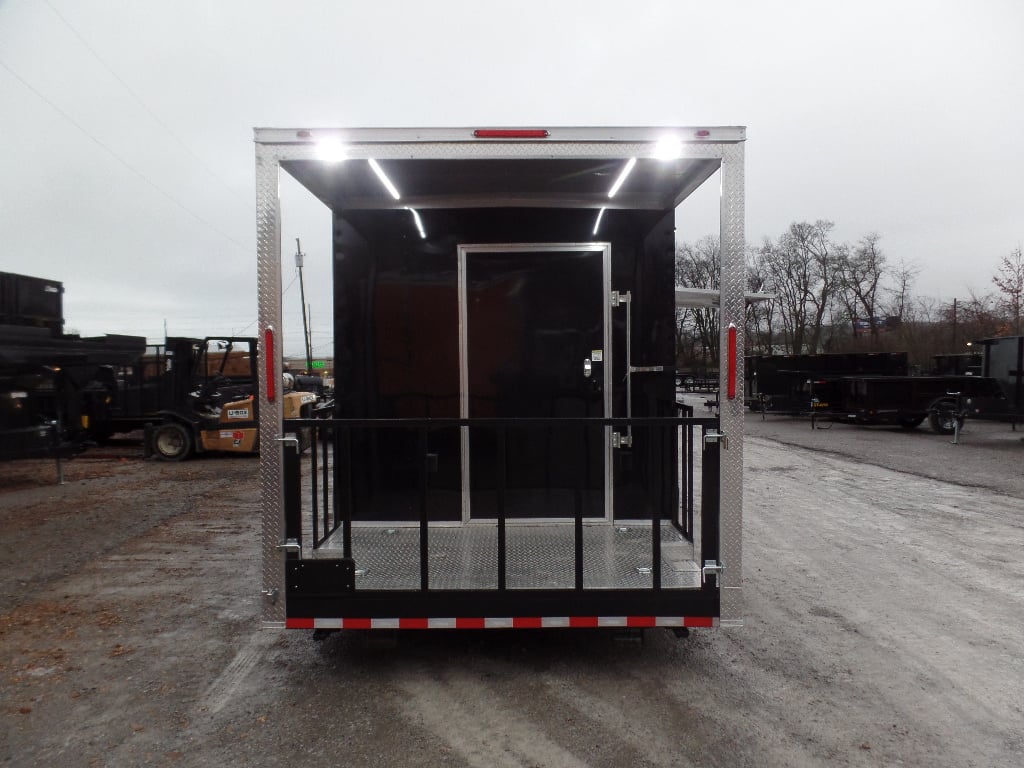 8.5' x 20' Black Porch Style Concession Food Trailer