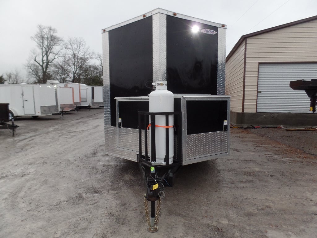 8.5' x 20' Black Porch Style Concession Food Trailer