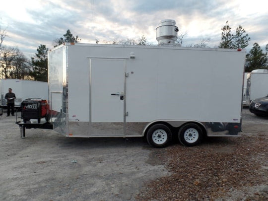 8.5' x 16' White Concession Food Trailer With Appliances