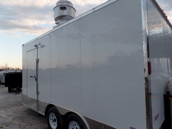 8.5' x 16' White Concession Food Trailer With Appliances