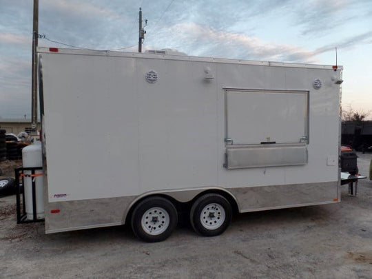 8.5' x 16' White Concession Food Trailer With Appliances