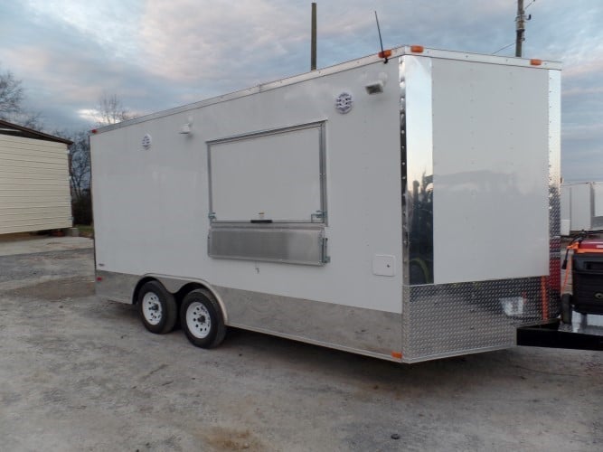 8.5' x 16' White Concession Food Trailer With Appliances