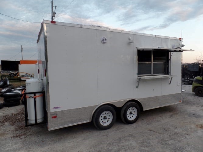 8.5' x 16' White Concession Food Trailer With Appliances