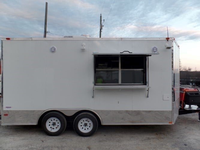 8.5' x 16' White Concession Food Trailer With Appliances